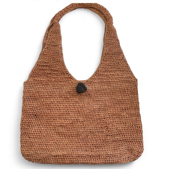 Helen Kaminski Handbags - Helen Kaminski Brown Handwoven Shoulder Bag with Wooden Button